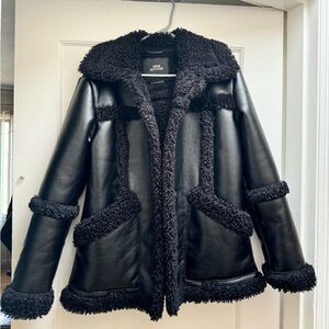Urban Outfitters - Black Sherpa/ leather Jacket
